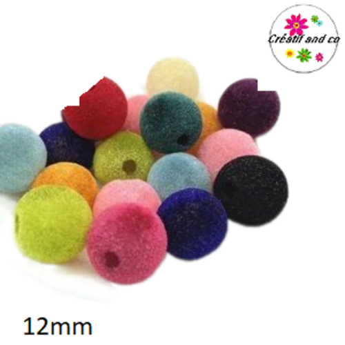 X23 perles acryliques velours mix couleur 12mm