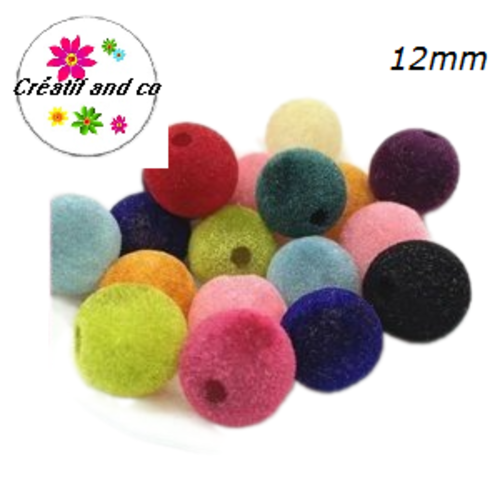 X23 perles acryliques velours mix couleur 12mm