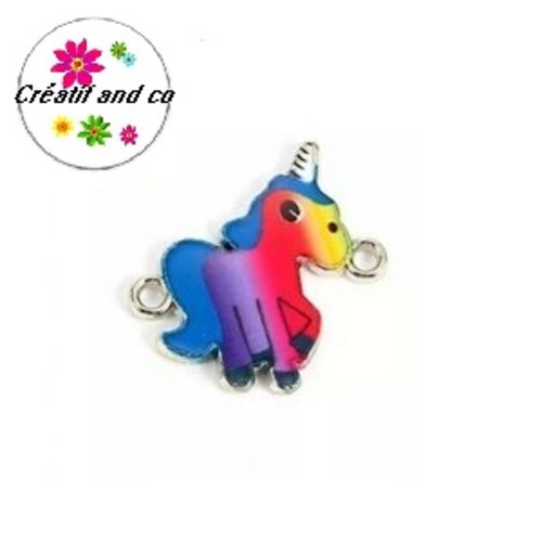 Connecteur émail licorne multicouleur 23mm