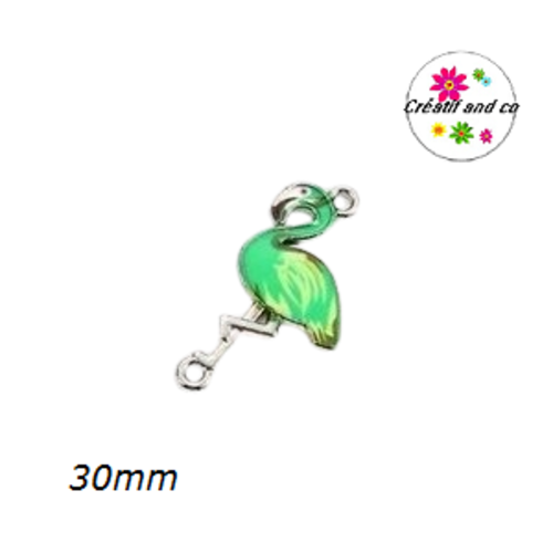 Connecteur flamant vert émail 30mm