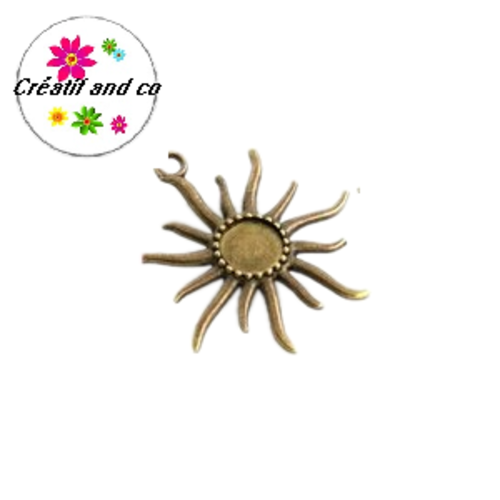 Pendentif soleil bronze pour cabochon 12mm