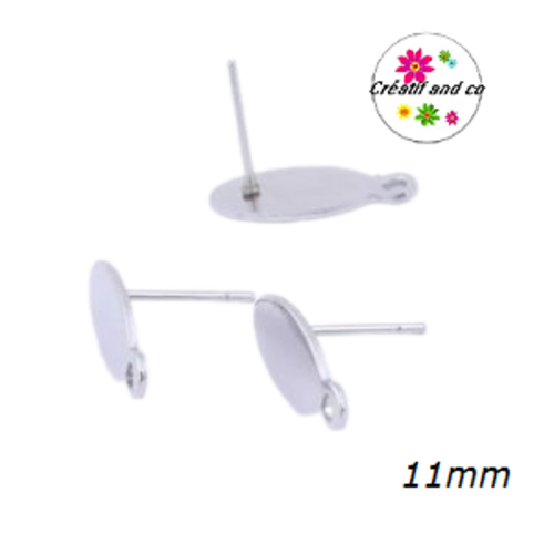 Puce oreille ovale acier inoxydable avec trou