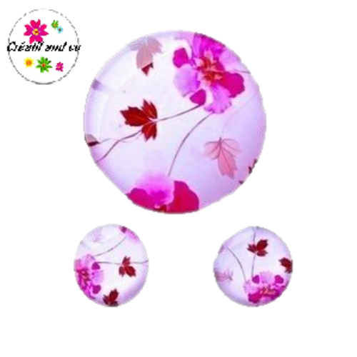 Lot cabochon fleuri 25mm et 2 cabochons 12mm