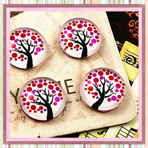 X2 cabochons en verre arbre de vie 12mm