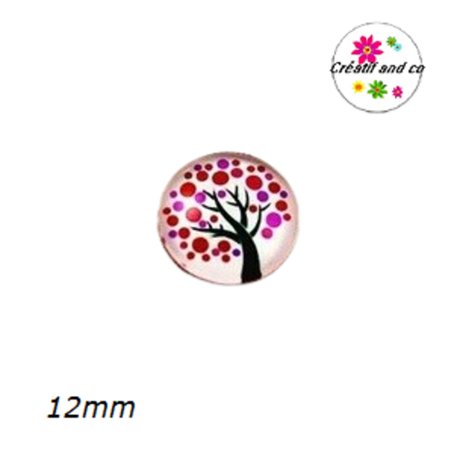 X2 cabochons en verre arbre de vie 12mm