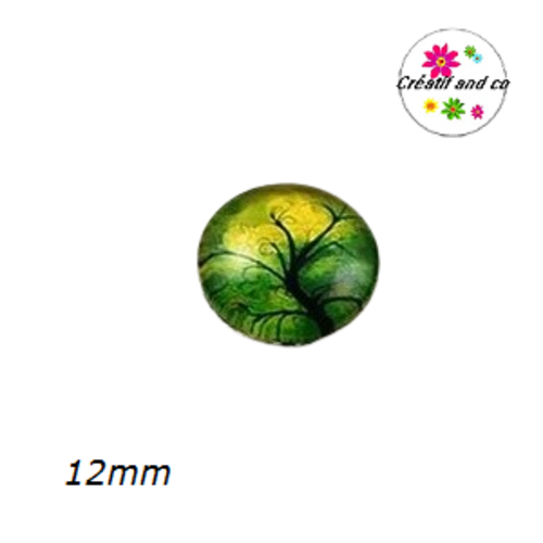 X2 cabochons en verre arbre de vie 12mm