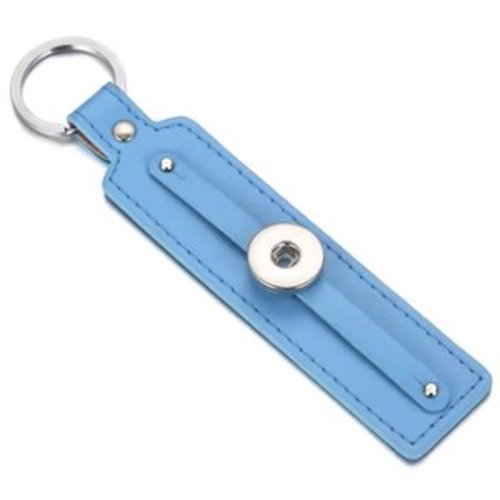 Porte clé rectangle simili cuir bleu clair pour bouton pression