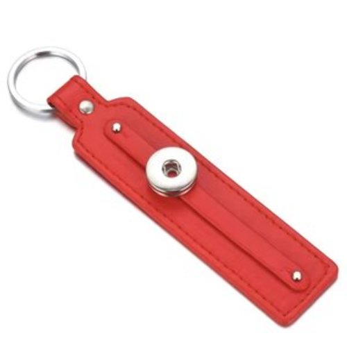 Porte clé rectangle simili cuir rouge pour bouton pression