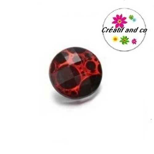 Bouton pression rouge/noir résine 18mm
