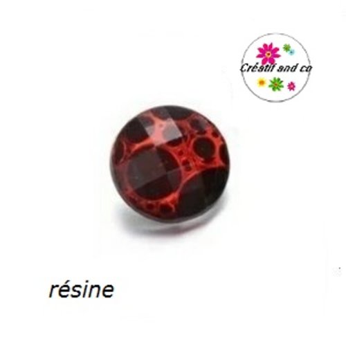 Bouton pression rouge/noir résine 18mm