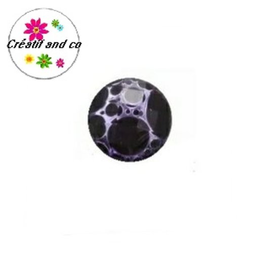 Bouton pression mauve/noir résine 18mm