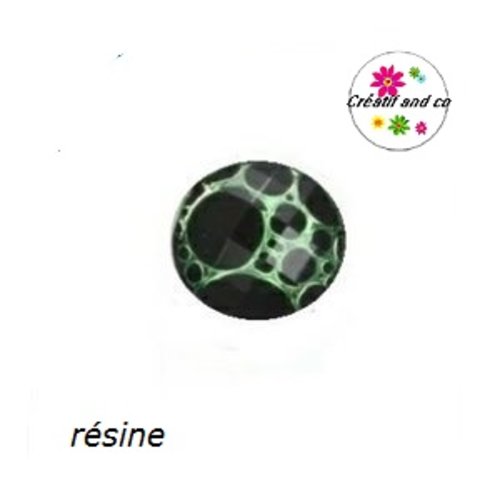 Bouton pression vert/noir résine 18mm