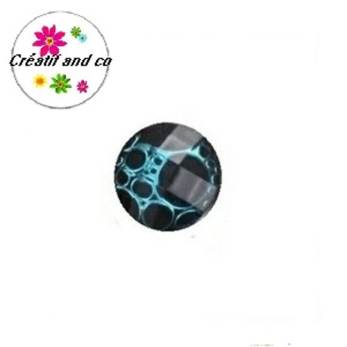 Bouton pression turquoise/noir résine 18mm