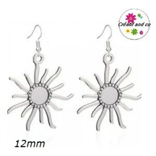 Boucle d'oreille soleil cabochon 12mm