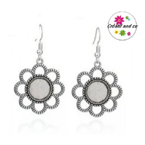 Boucle d'oreille fleur cabochon 12mm