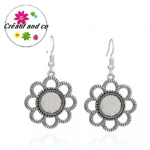 Boucle d'oreille fleur cabochon 12mm