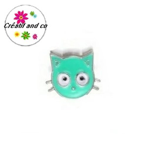 Bouton pression tête de chat vert métal couleur