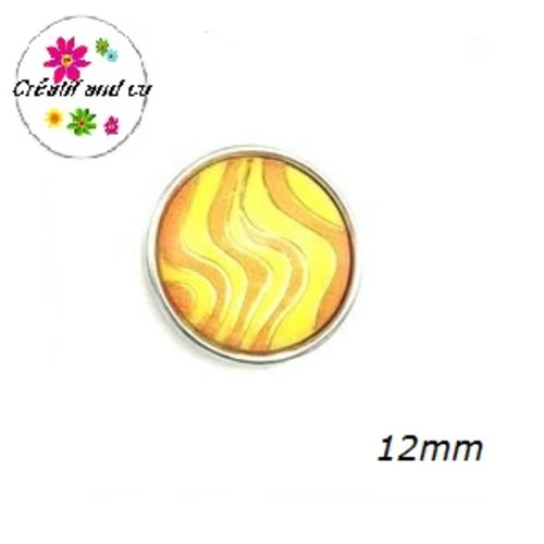 Bouton pression résine jaune/orange et or 12mm