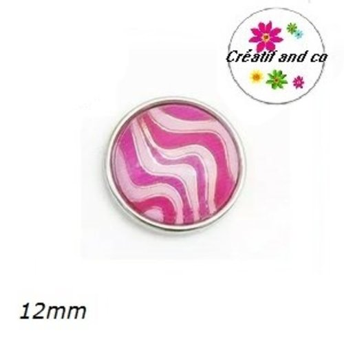 Bouton pression résine fuchsia/rose et or 12mm