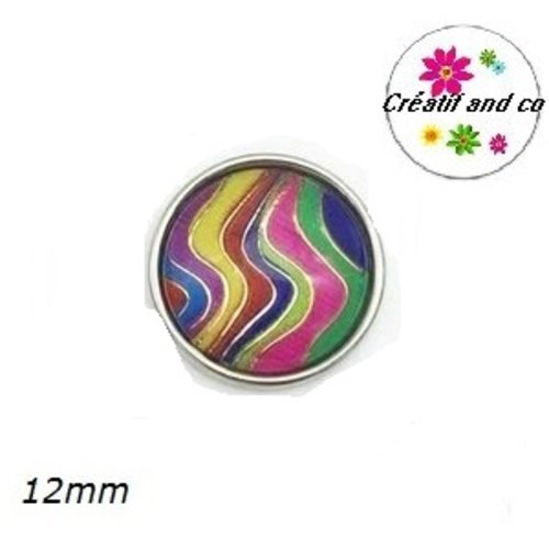 Bouton pression résine multicouleur et or 12mm