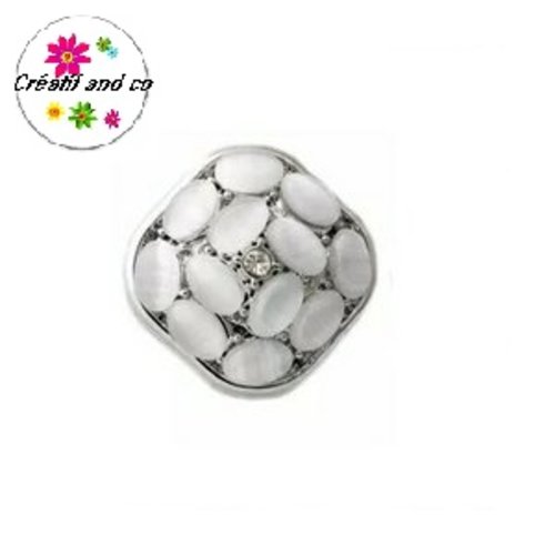 Bouton pression métal grain de riz blanc