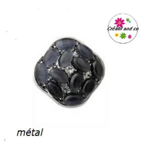 Bouton pression métal grain de riz anthracite