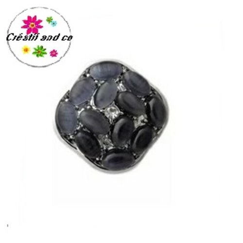 Bouton pression métal grain de riz anthracite