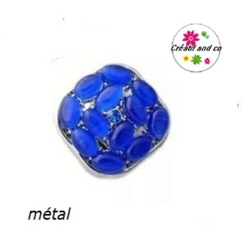 Bouton pression métal grain de riz bleu roi