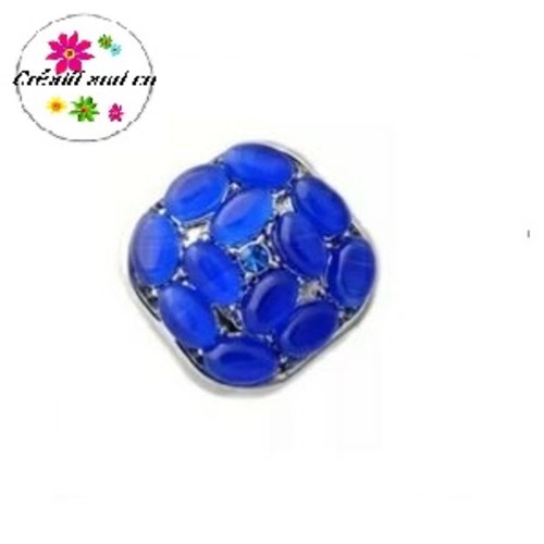 Bouton pression métal grain de riz bleu roi