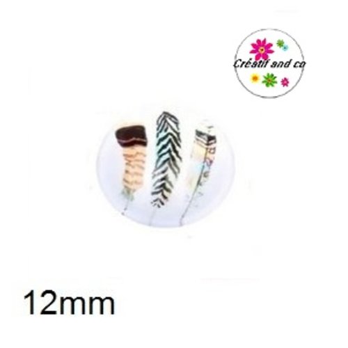 X2 cabochons trio de plume 12mm