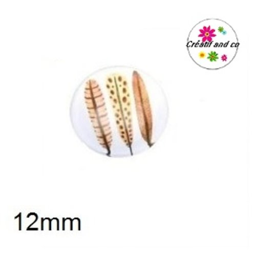 X2 cabochons trio de plume 12mm