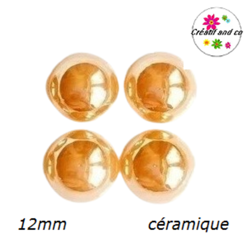 X2 cabochons dôme céramique doré 12mm