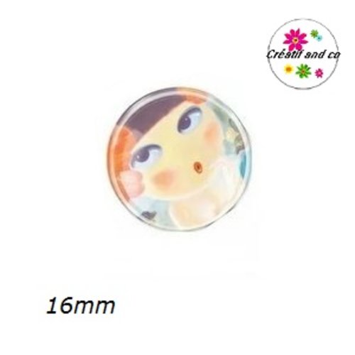 X2 cabochons fille 16mm