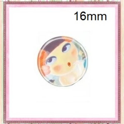 X2 cabochons fille 16mm