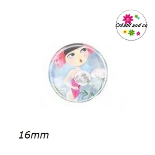X2 cabochons fille 16mm