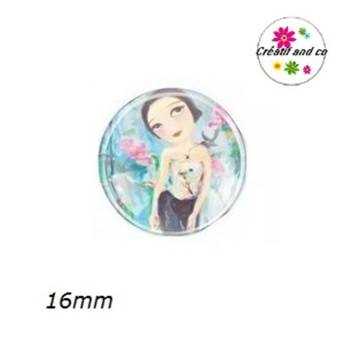 X2 cabochons fille 16mm