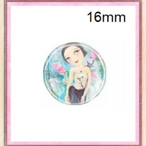 X2 cabochons fille 16mm