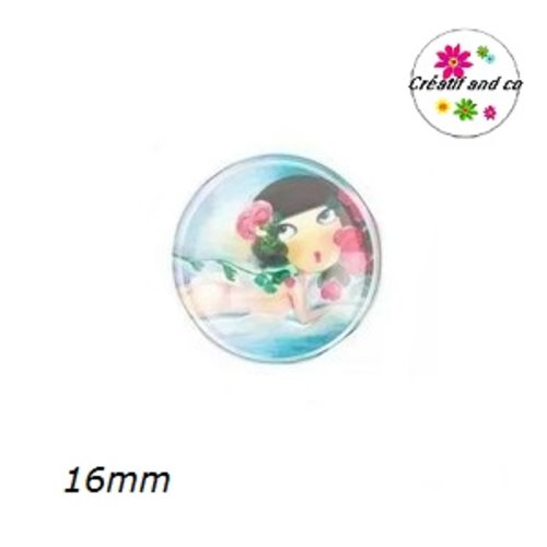 X2 cabochons fille 16mm