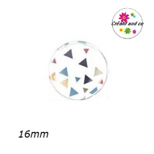 X2 cabochons motif géomètrique 16mm