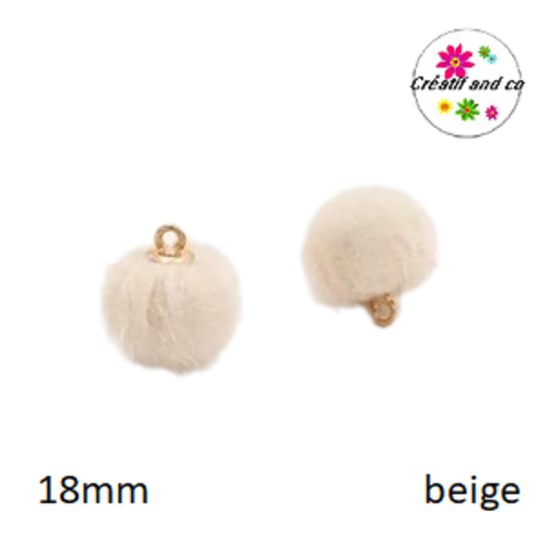 Pendentif boule de poil beige 18mm
