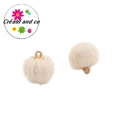 Pendentif synthétique boule de poil beige 18x16mm