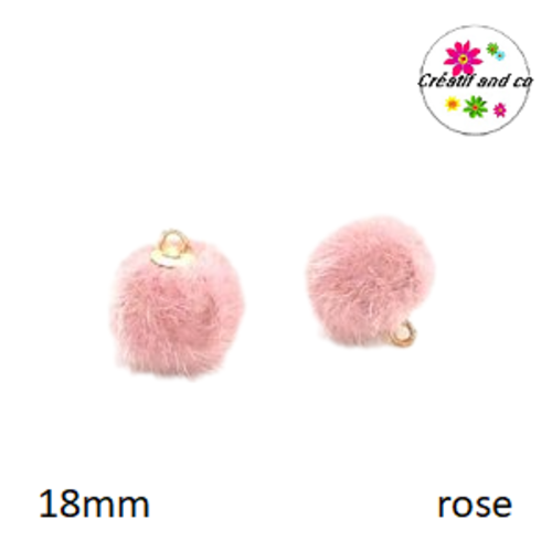 Pendentif boule de poil rose 18mm