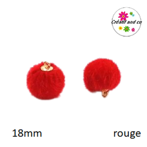 Pendentif boule de poil rouge 18mm