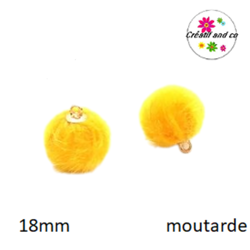 Pendentif boule de poil moutarde 18mm
