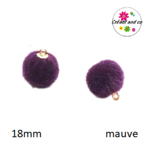 Pendentif boule de poil mauve 18mm