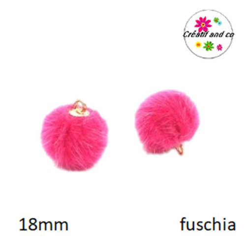 Pendentif boule de poil fuchsia 18mm