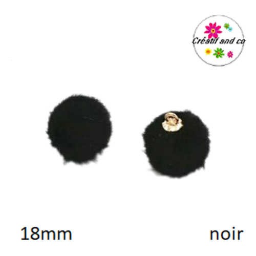 Pendentif boule de poil noire 18mm