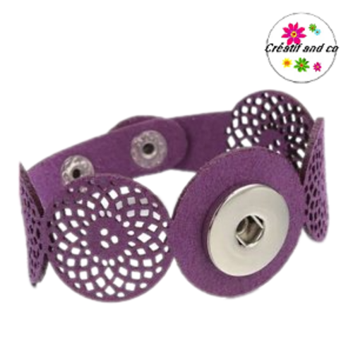 Bracelet simili cuir mauve pour bouton pression