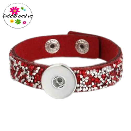 Bracelet simili cuir et strass pour bouton pression