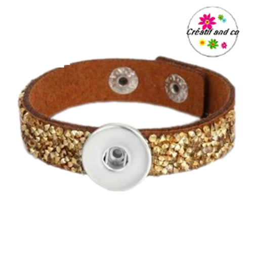 Bracelet simili cuir et strass pour bouton pression